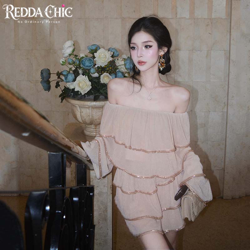 Blouse Off Shoulder - REDDACHiC Off Shoulder Crop Top Skirt