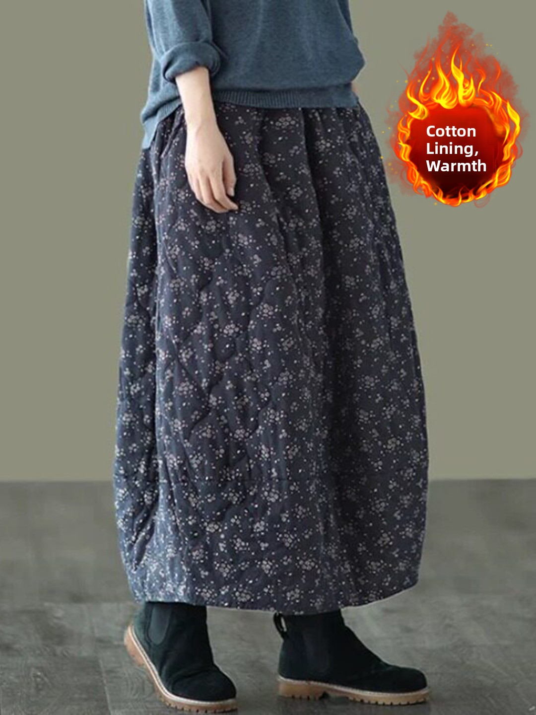 Retro Floral Cotton Half Skirt - Midi Skirt Floral review and price