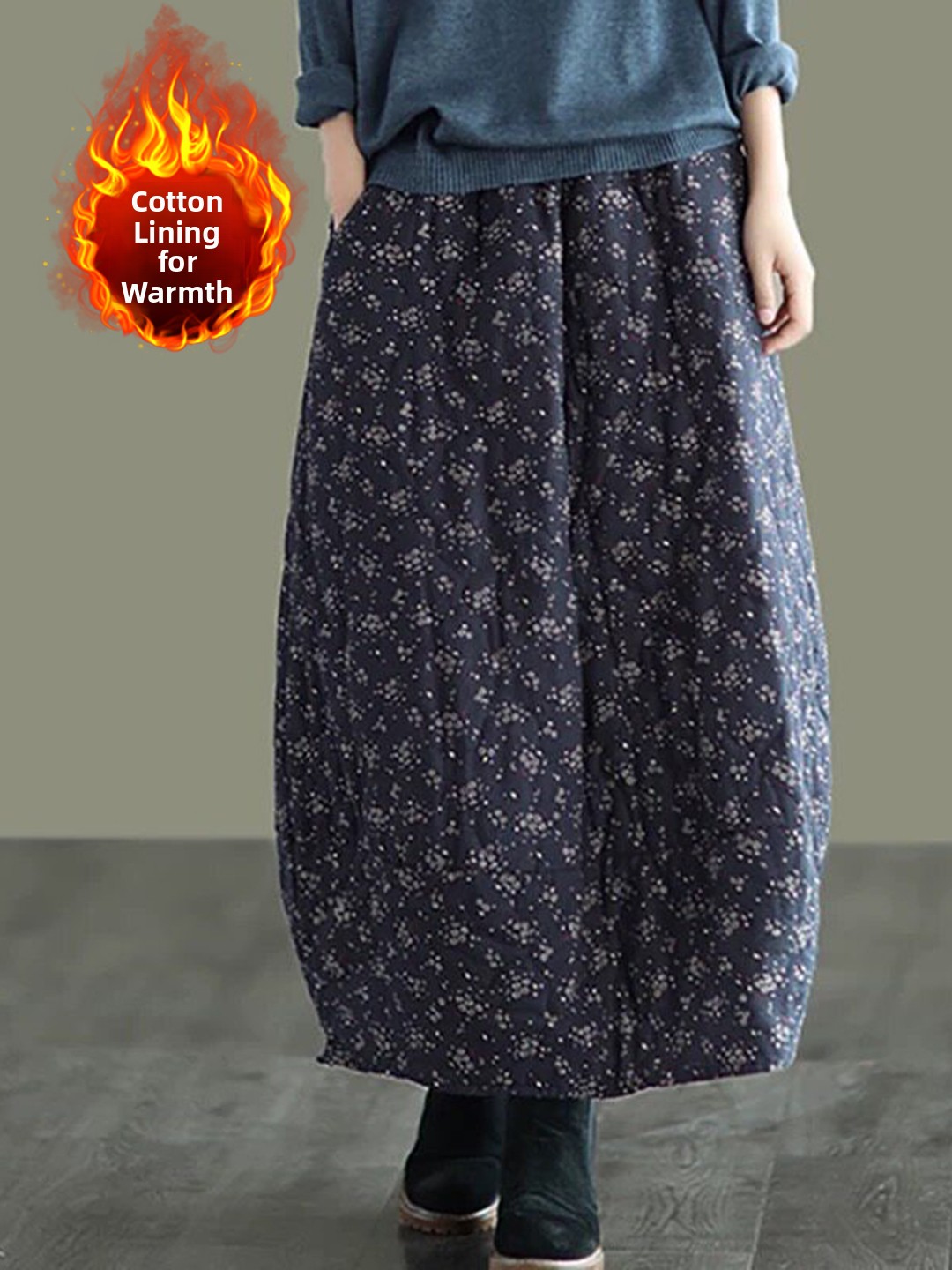 Retro Floral Cotton Half Skirt - Midi Skirt Floral review and price