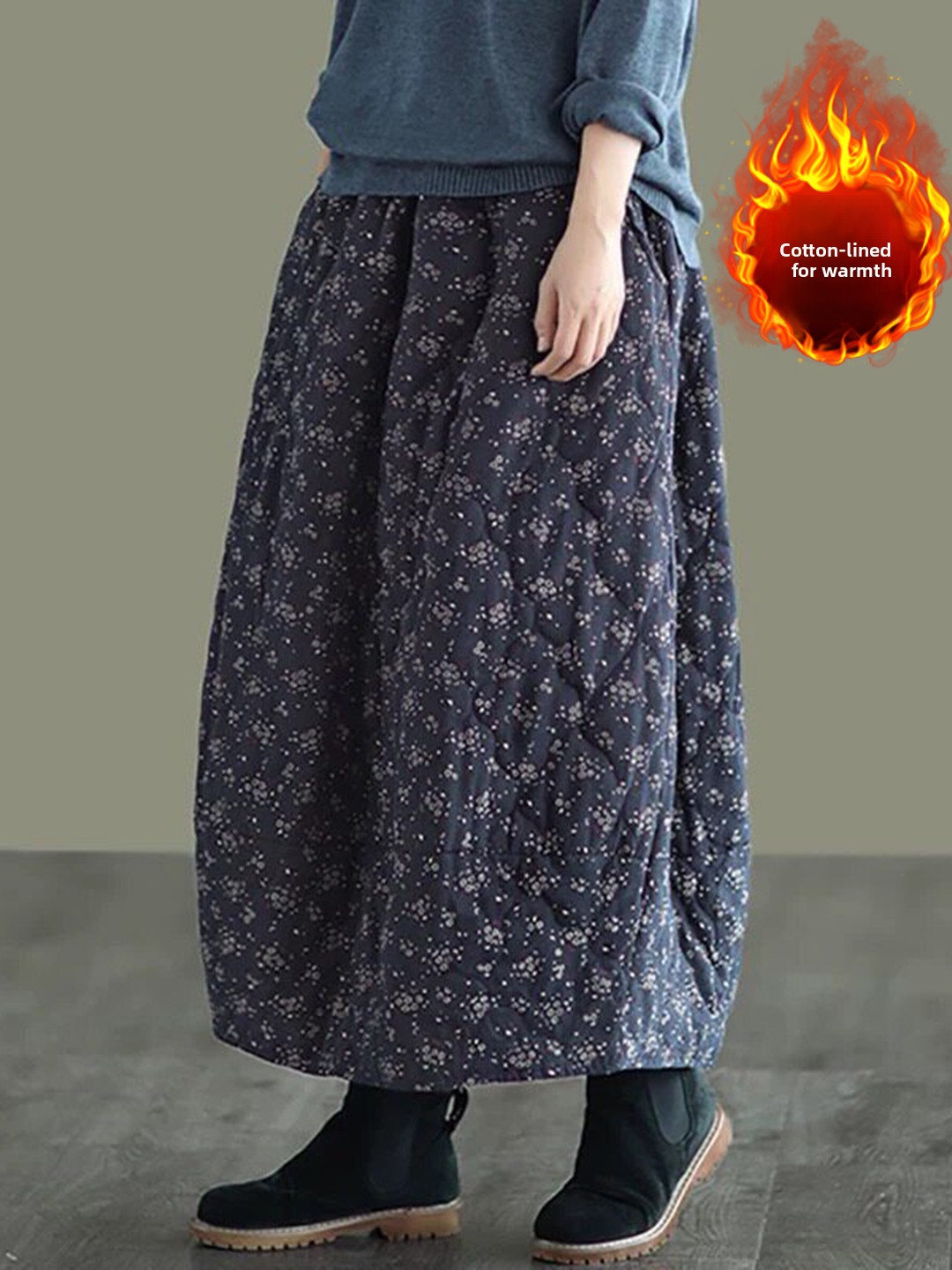 Retro Floral Cotton Half Skirt - Midi Skirt Floral review and price
