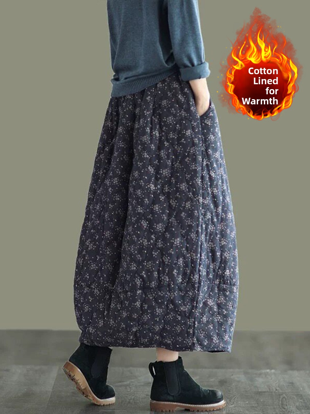 Retro Floral Cotton Half Skirt - Midi Skirt Floral review and price