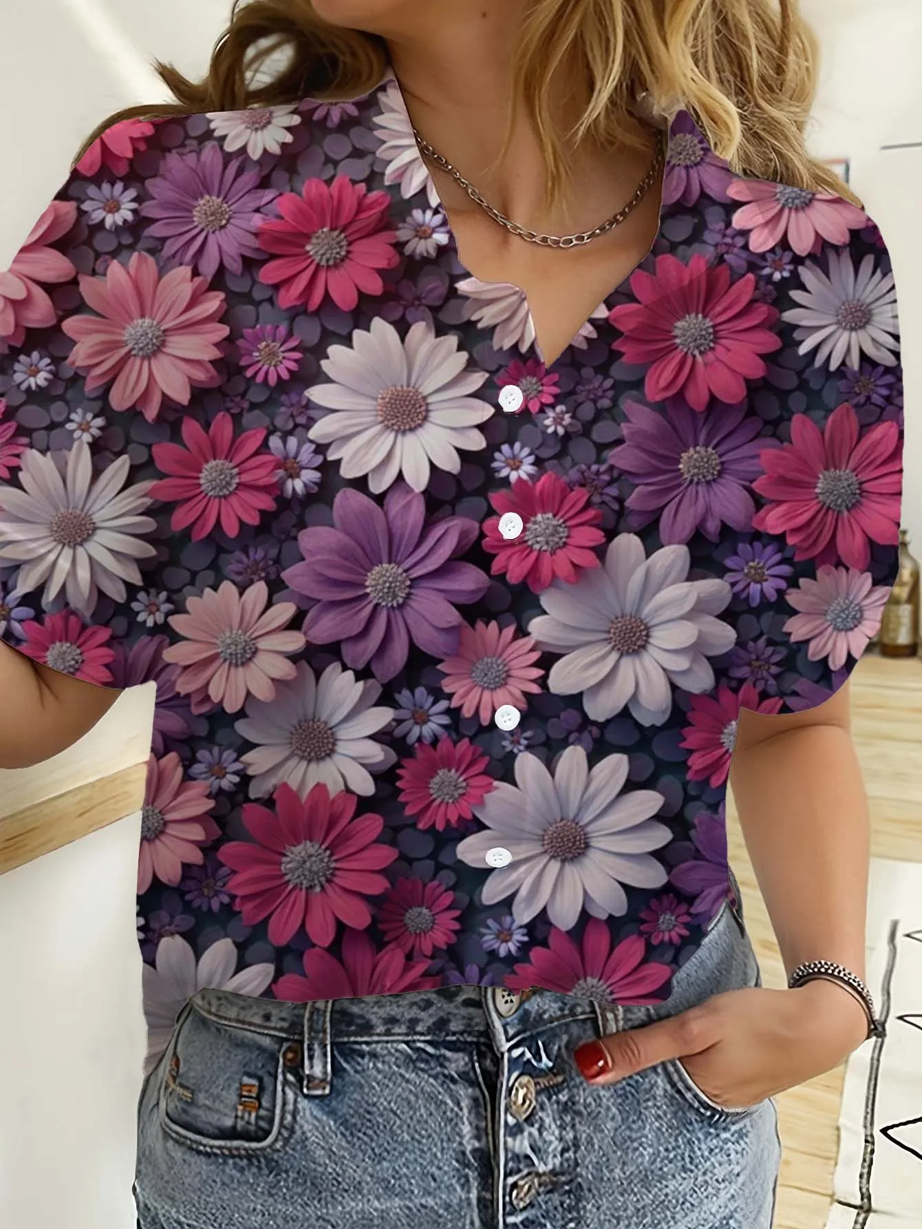 Hawaiian Womens Shirts Short S - Romper Floral Print review and price