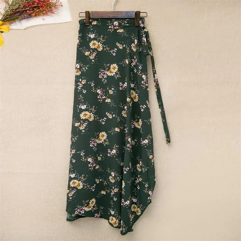 One Piece Split Print Lace Wra - Midi Skirt Floral review and price