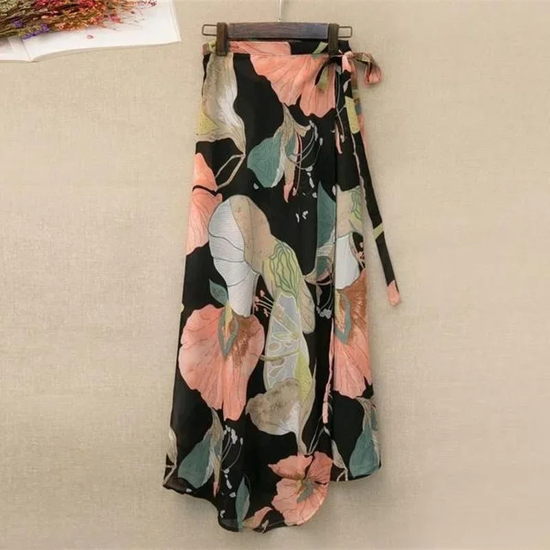 One Piece Split Print Lace Wra - Midi Skirt Floral review and price