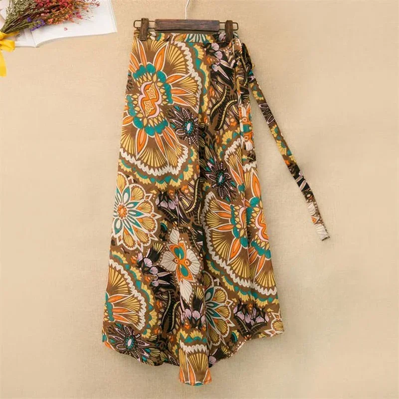 One Piece Split Print Lace Wra - Midi Skirt Floral review and price